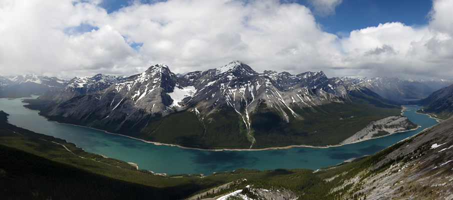 An impressive view of the Spray Lakes Reservoir