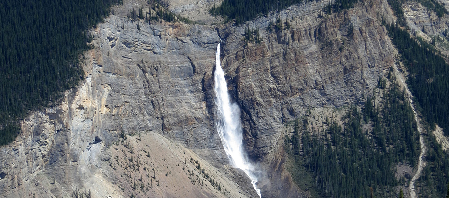 The magnificent Takakkaw Falls, Canada's third largest, from high on the Iceline Trail