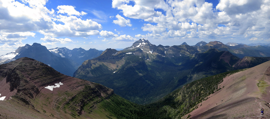 The western summit view from Akamina Ridge towards Long Knife Peak in Glacier National Park