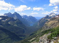 The dramatic view into Glacier National Park from Forum Peak