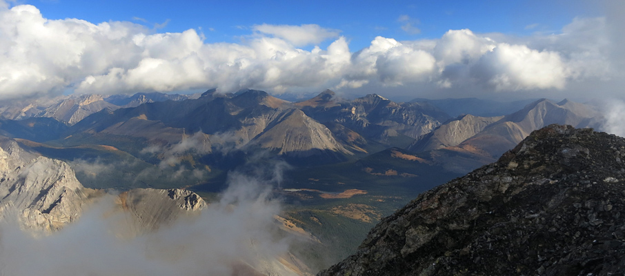 East towards Mt. Cornwall, Outlaw and Banded Peaks, and Cougar Mountain