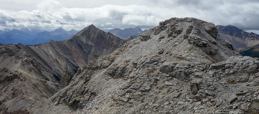 Looking back along the ridge traverse near the summit of Sentinel Mountain.
